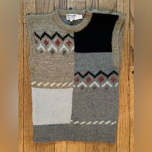 Glamour Knit Vintage Sweater Vest, Geometric Pattern, Women’s Size Small